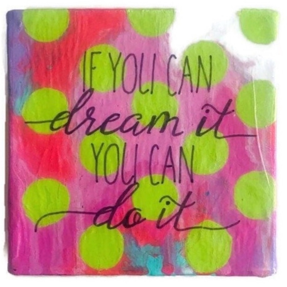 Polka Dot Painting, Inspirational Modern Abstract Artwork, Small 4"x4" Canvas